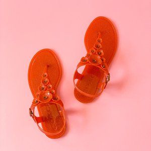 NEW! Coach Tea Rose Mandarin Jelly Sandals…